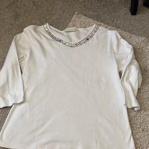 Appleseed's White Top with Silver Accents